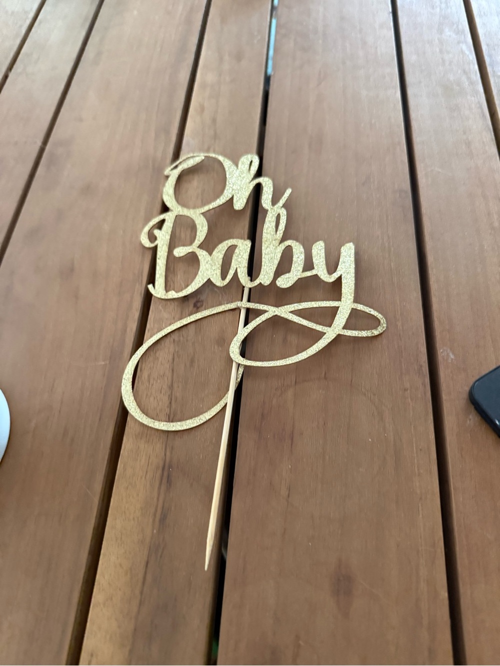 Gold "Oh Baby" Cake Topper - Party Decor